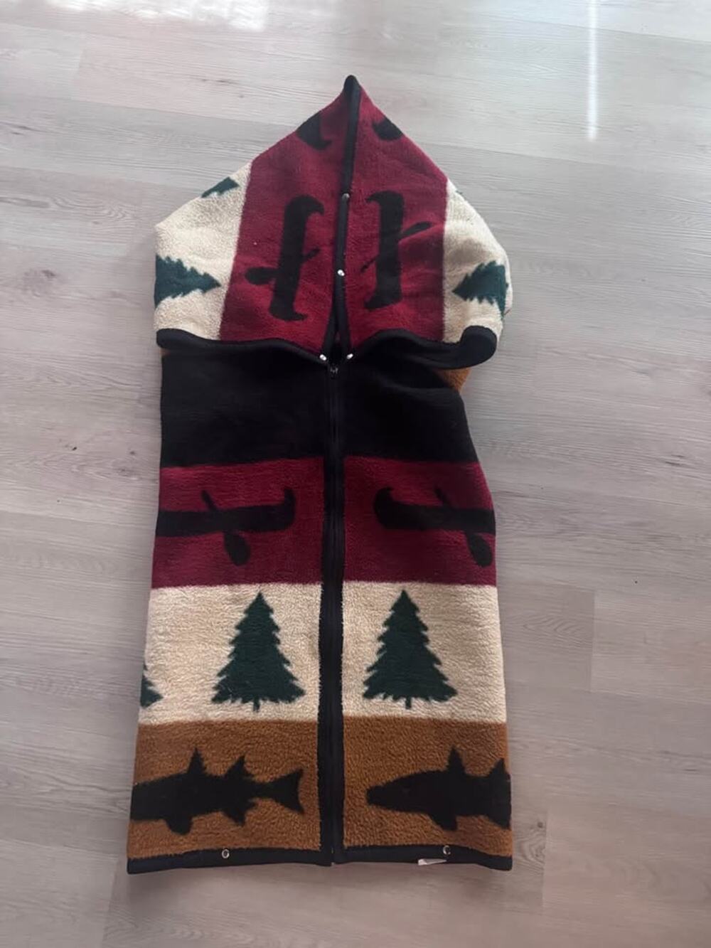 Vintage Biederlack Cuddle Wrap Blanket Southwest Snap Camp Zip Wearable